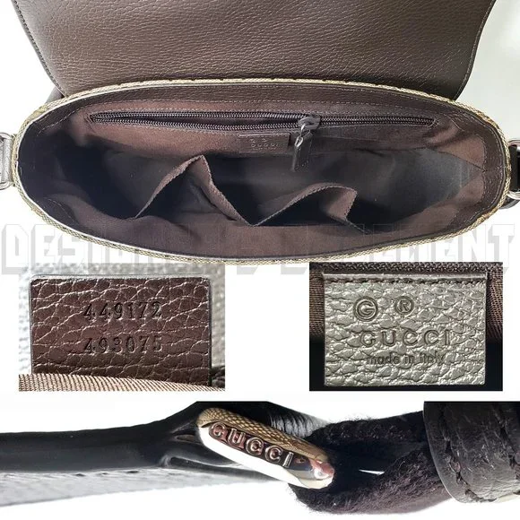 GUCCI brown Original GG Canvas & Leather crossbody flap Shoulder Messenger Bag - Picture 7 of 11